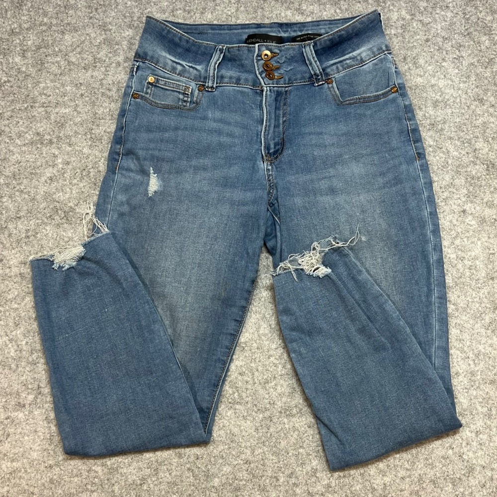 Kendall + Kylie The Ultra Babe Skinny Jeans Distressed High Rise‎ Blue 5/27